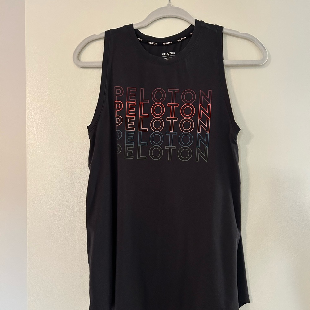 Peloton Women's Charcoal Muscle Tee with Multicolor Logo